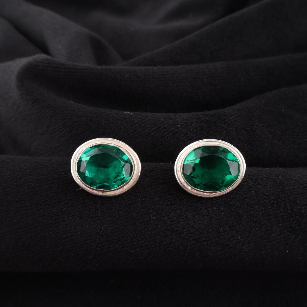 Chromdiopsid Edelstein 925 Sterling Silber Schmuck Handgefertigt Ohrstecker 0,5" EE-178-2