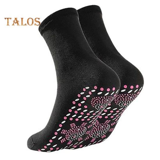 1 Pair Winter Heated Socks Particle Sole Massage Promote Circulation Self-heating Socks Mid-tube High Elasticity Warm Slipper Socks