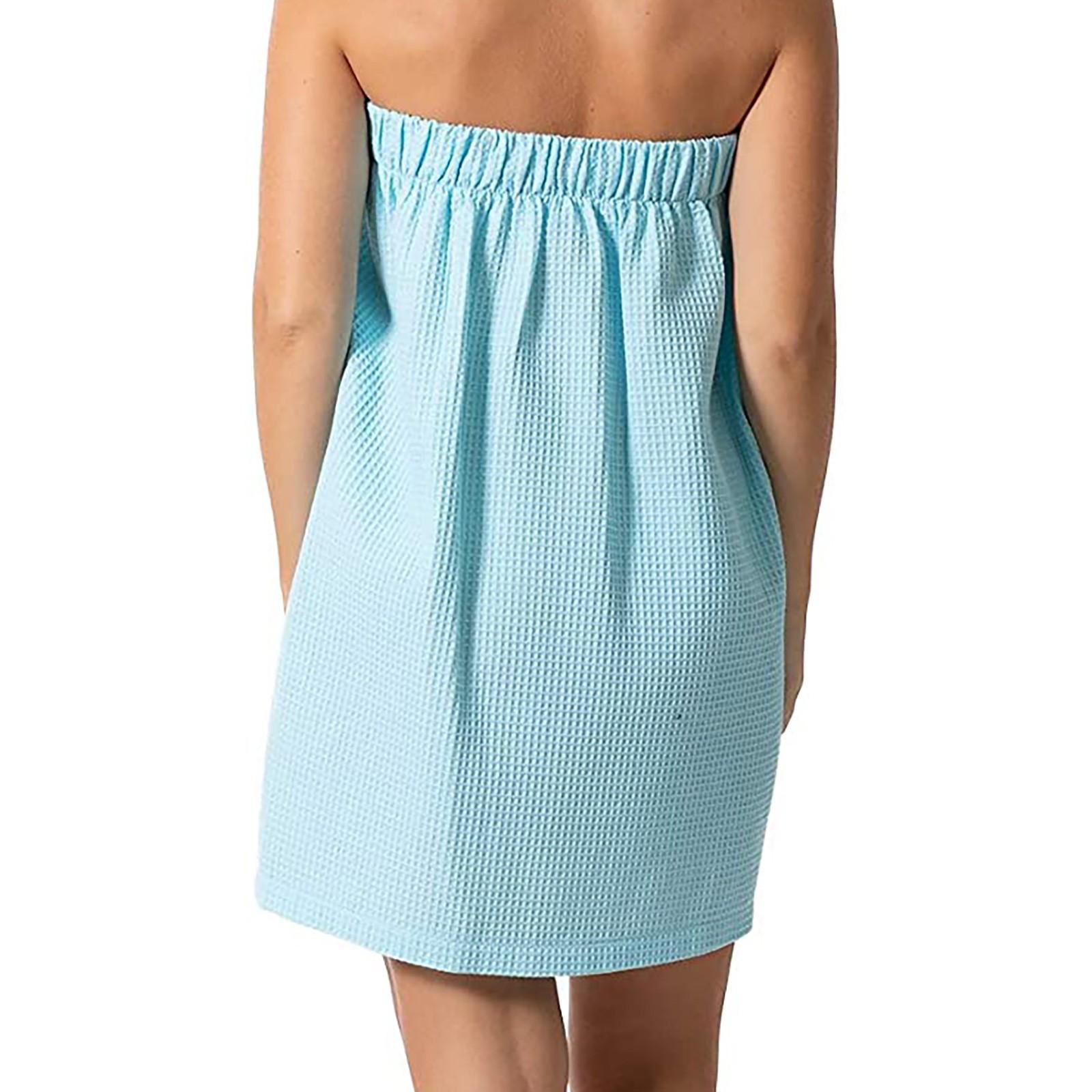 

Жіночий банний рушник, жіночий вафельний спа-обгортання для тіла із застібкою L світло-синій колір