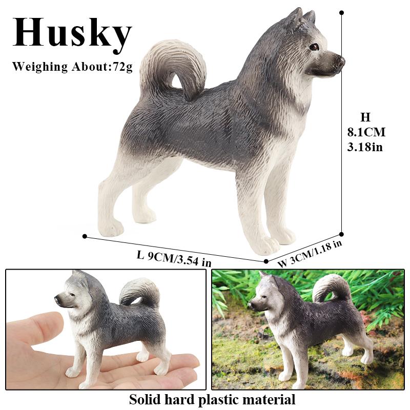 Oenux Dog Animals Model Husky Pug Pomeranian Rottweiler Chihuahua Action Figure Puppy Figurines PVC Cute Collection Toy Kid Gift