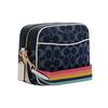 New COACH Dempsey Fabric With Leather Camera Bag, Shoulder Bag, Crossbody Bag Trumpets Women's Denim Blue C2822-IMDEI