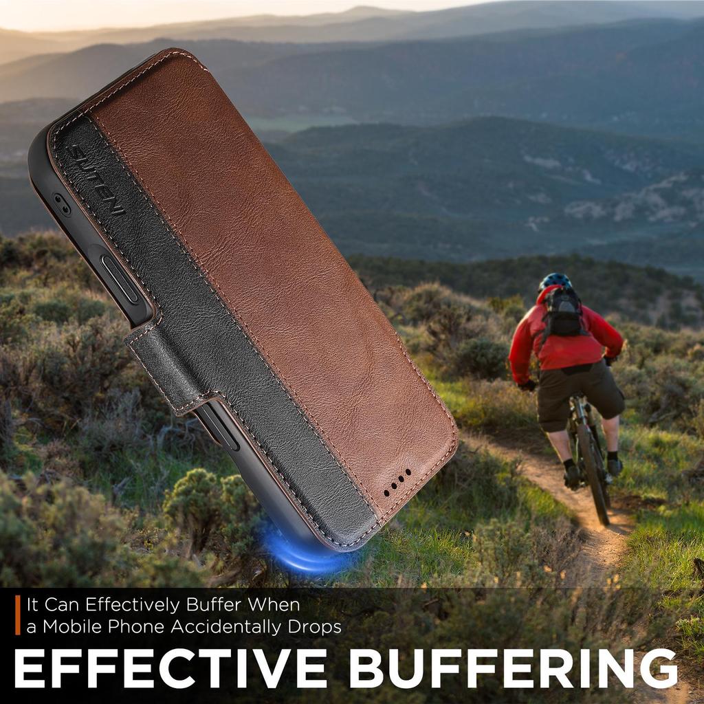 Capa de Couro Magnética Flip para iPhone 17 Pro Max/Samsung S25U com Carregamento Sem Fio