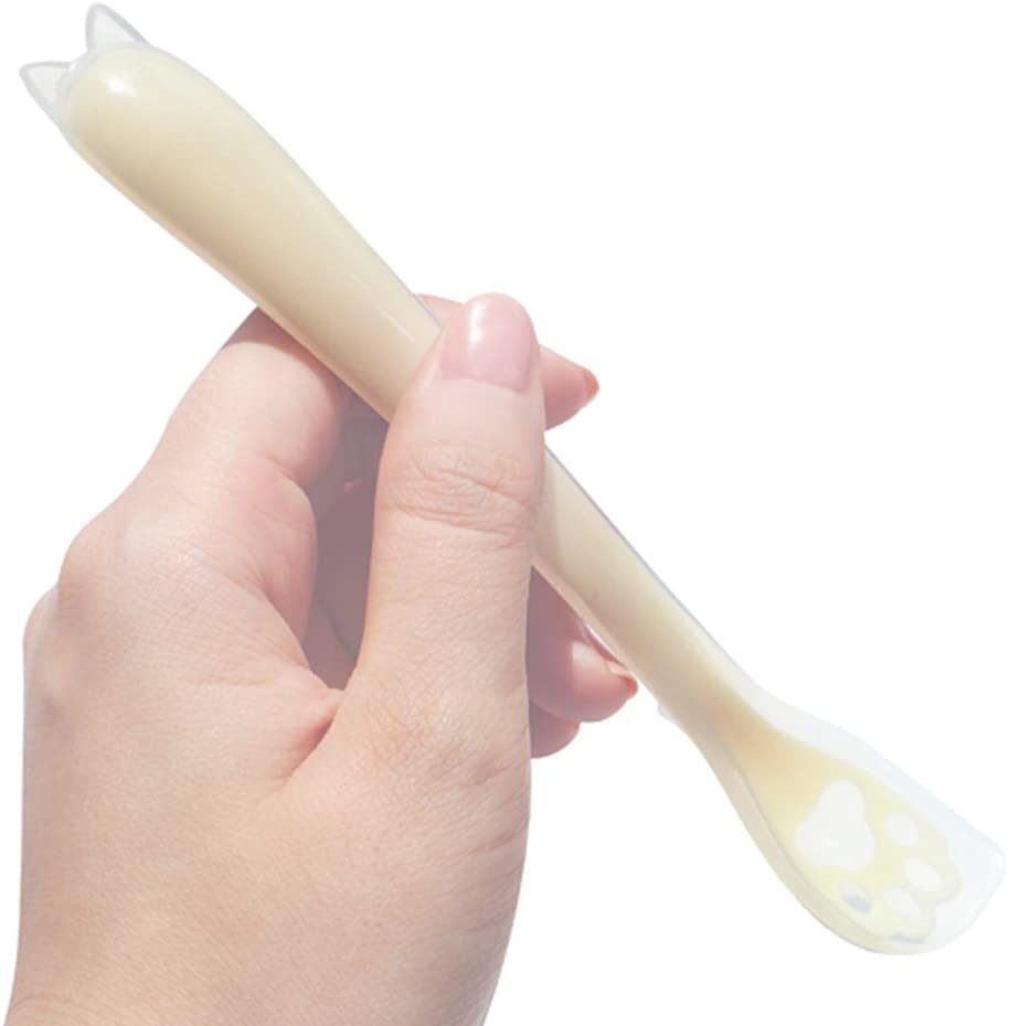 Cute Cat Motif Spoon Silicone Cate (milk White)