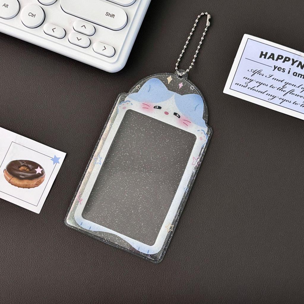 Original Cute Animal Glitter PVC Card Holder - 3-inch Transparent Storage for Small Cards