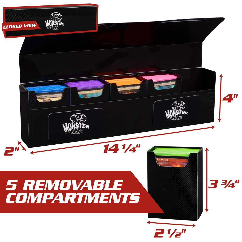 Monster Protectors Hydra Black Lightweight High-Capacity Card Case with 5 Separate Deck Compartments