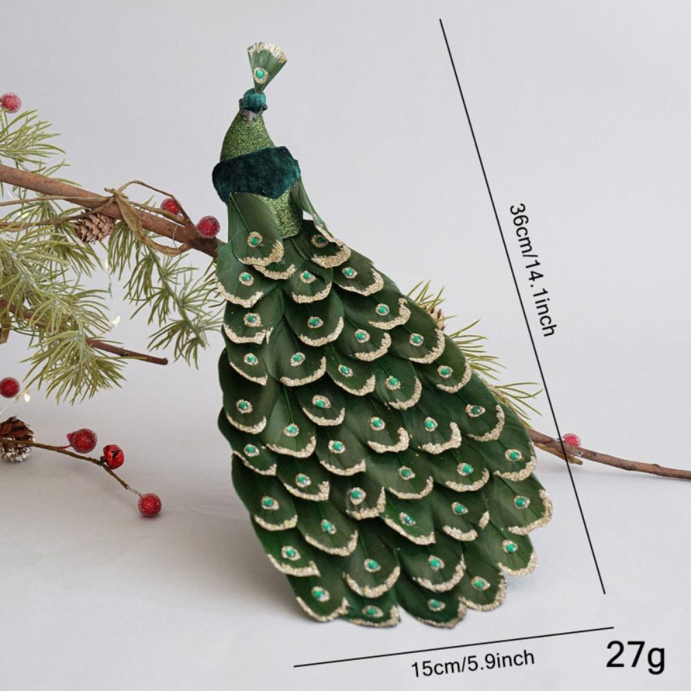 Realistic Feathers Christmas Peacock Decoration Shimmering Peacock Doll Toy 2025 Navidad Decor