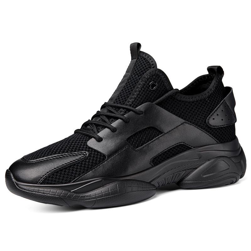 

Мужская дышащая сетчатая повседневная обувь Мужские кроссовки Мужская обувь для скейтборда Удобная мужская обувь на платформе Стелька для увеличения роста 6-8 43 чёрный