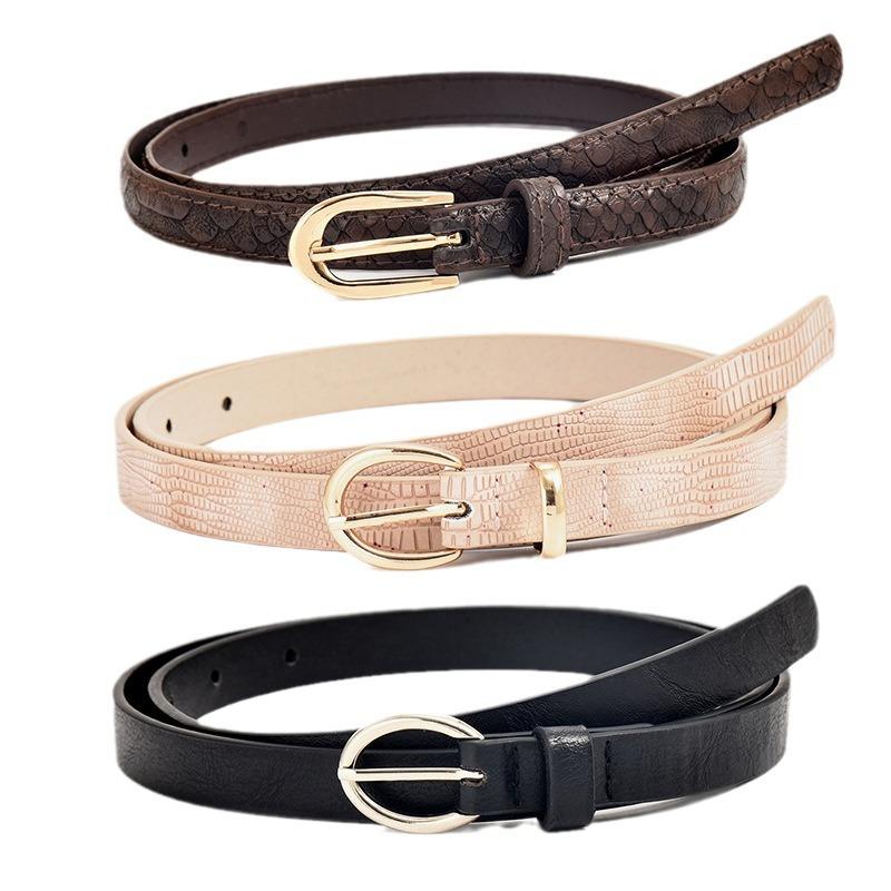 Simple PU Leopard Pattern Thin Belt Versatile Fashion Clothing with Skirt Belt Set