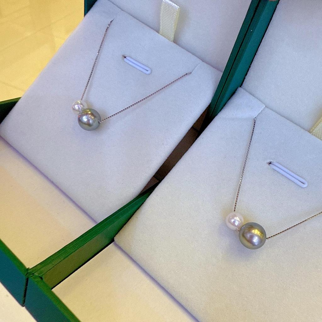 S925 Sterling Silver Tahitian Black Pearl Necklace Set - Light Luxury Jewelry Collection