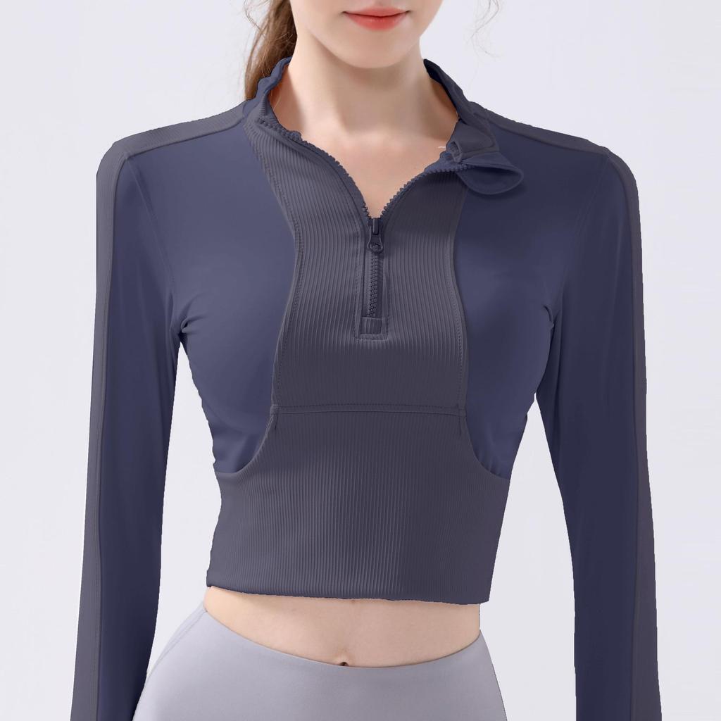 Half-Zip Slim Fit Yoga Running Jacket - Autumn/Winter Long-Sleeve Style