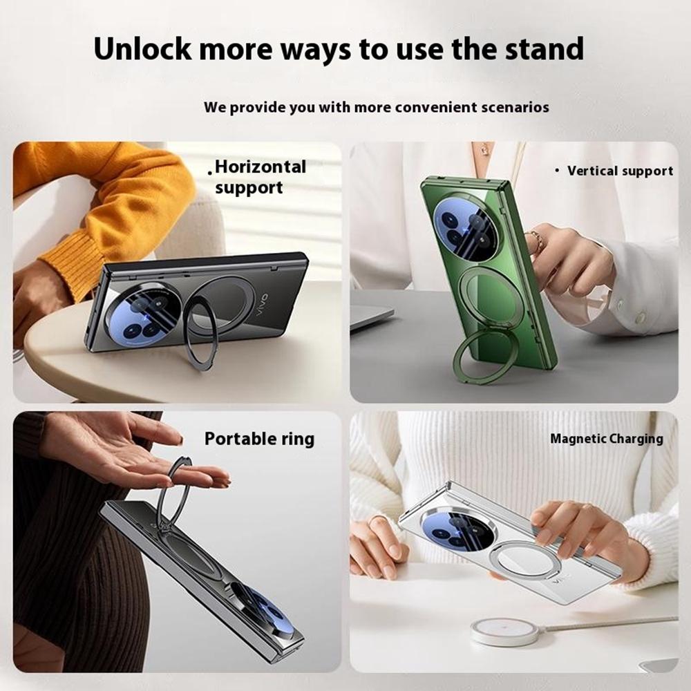 For vivo X Fold5 5G Case Compatible with MagSafe Kickstand Electroplated PC Phone Cover with Screen Protector