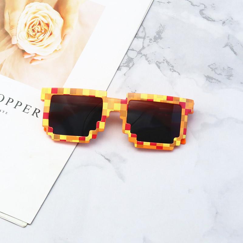 Kids Sunglasses Funny Sun Glasses Cosplay Action Game Toy Square Glasses Pixel Mosaic Thug Life Eyewear Children's Gift