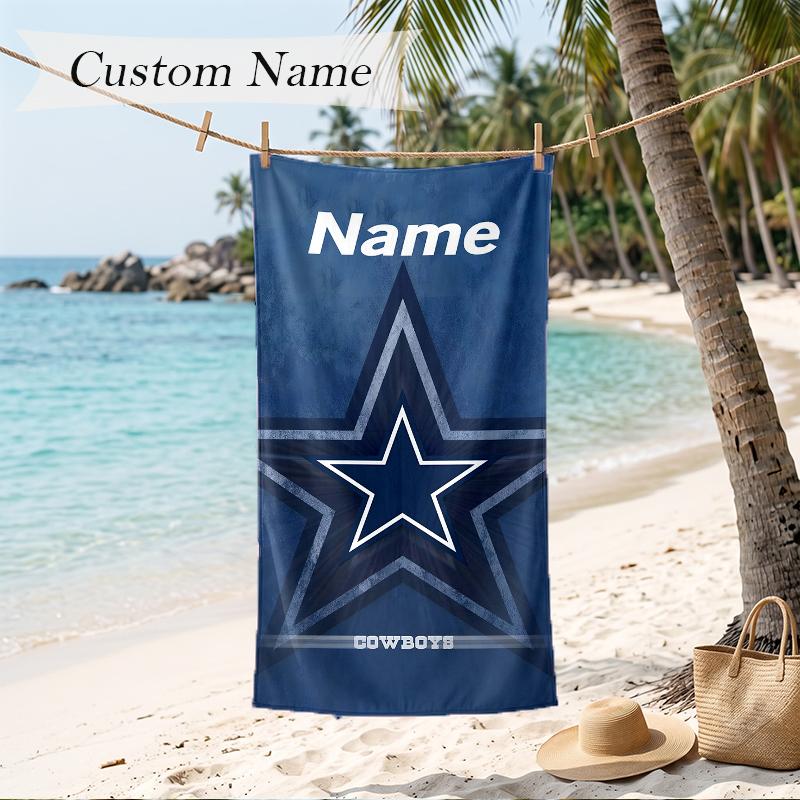 Dallas Cowboys Custom Name Printed Beach Towel Personalized Soft Towel For Swimming Beach Travel