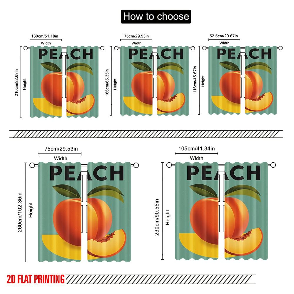 2pcs 2D flat printing Scene Curtain Bauhaus Peach Collection Polyester Without Electricity Seasonal Party & Holiday Decor