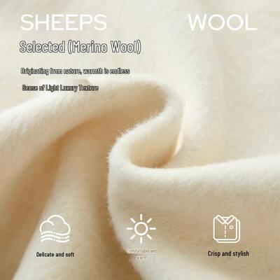 Sancai Women's 2025 Winter Short Double-faced Wool V-Neck Coat