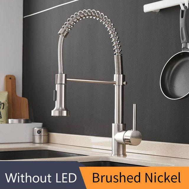 304 Stainless Steel Kitchen Faucet Hot and Cold Water Mixer Faucet Pull Out Deck Mounted Kitchen Mixer Kitchen Sink Faucet (as the picture,Stainless Steel)
