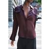 Fall and Winter New Women's Clothing Fashion Style Loose Lapels Pocket Silk Satin Texture Long Sleeves Shirt 8987213