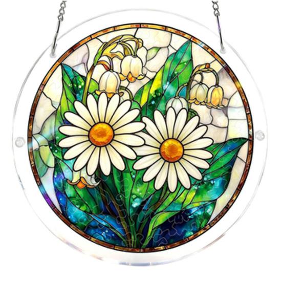 

Acrylic Puzzle Sun Catcher with Colorful Light Projection, DIY Window Hanging Decor for Garden Patio Living Room, UV Printed Puzzle for Home Office G