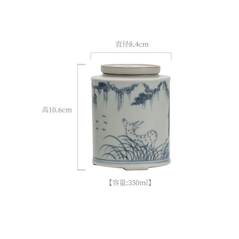 Vintage Ceramic Tea Caddy Moisture-proof Blue and White Porcelain Storage Jar Multi-functional Coffee Medicinal Herb Storage Box