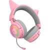 Razer Kraken Kitty V3 Pro Quartz Pink Edition Wireless Gaming Headset with cat ears that react to streaming and HyperSpeed Wireless Bluetooth and USB