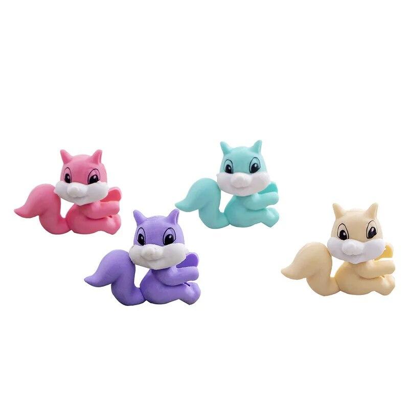 

4 шт., резиновый ластик с мультяшными животными, милые белки, для детей, новинка, канцелярские принадлежности, офисные школьные принадлежности