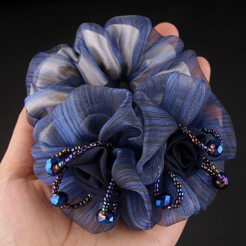 1PC Korean Flower Headband, Large Intestine Headband, Mesh Yarn, Middle-aged Woman, Flower Hair, Rubber Headband.