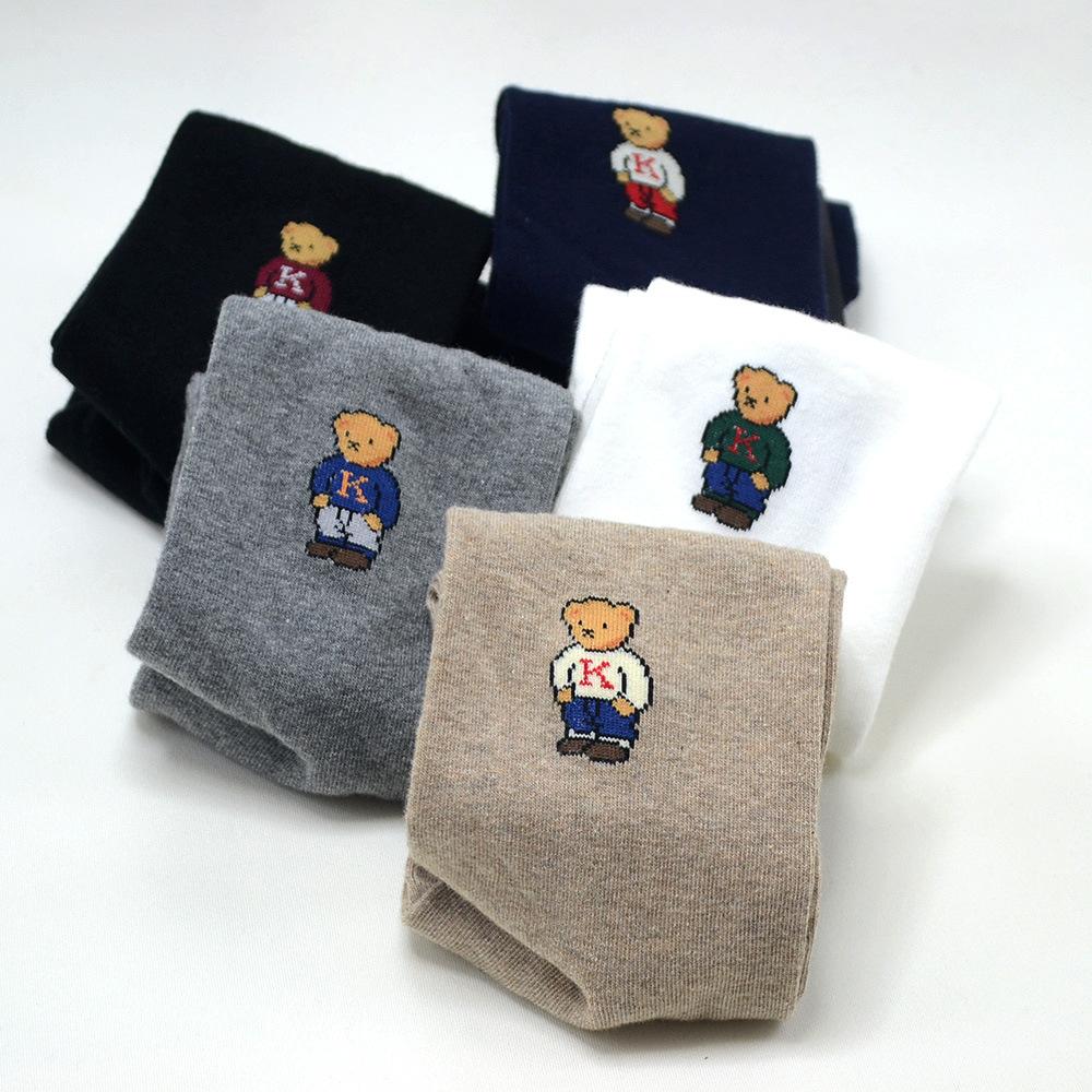 1 Ζευγάρι Κάλτσες Ανδρικές Κινούμενος Σχέδιο Αρκούδα Τζέντλεμαν Απλές Άνετες Αναπνεύσιμες Μήκους Μέσης Κνήμης Μοντέλα για Σχολή/Αθλητισμό Κάλτσες από Βαμβάκι