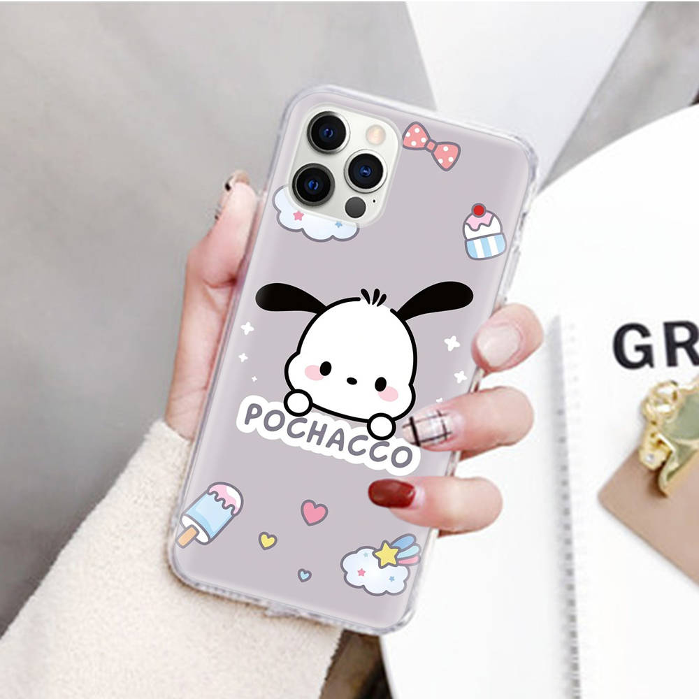 JZ26 Cartoon Pochacco Transparent Case for Samsung A04 A14 A23 M33 M53 Realme 10 9 C35 C55 VIVO Y02 X80 Infinix Hot 30 Note 11 Tecno Spark 8P Pro