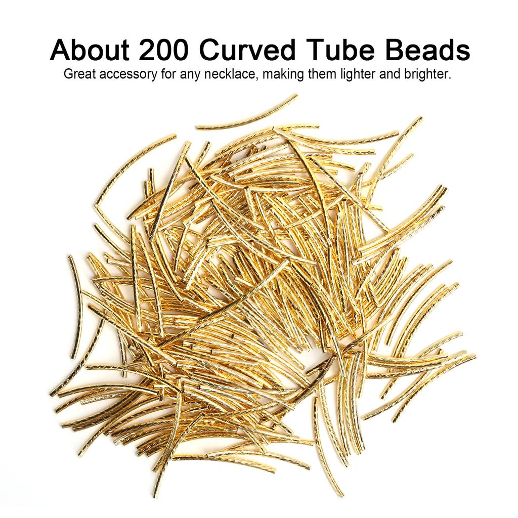 200Pcs Curved Noodle Tube Spacer Beads         Jewelry Making Accessories