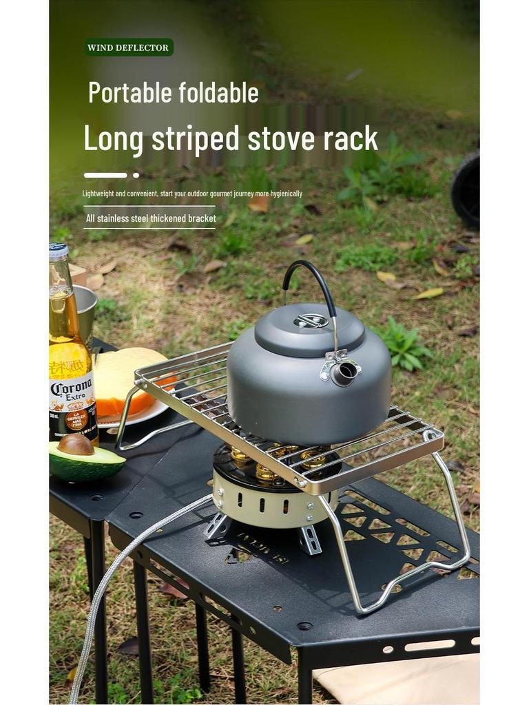 Přenosný skládací nerezový stojan na kempingový gril