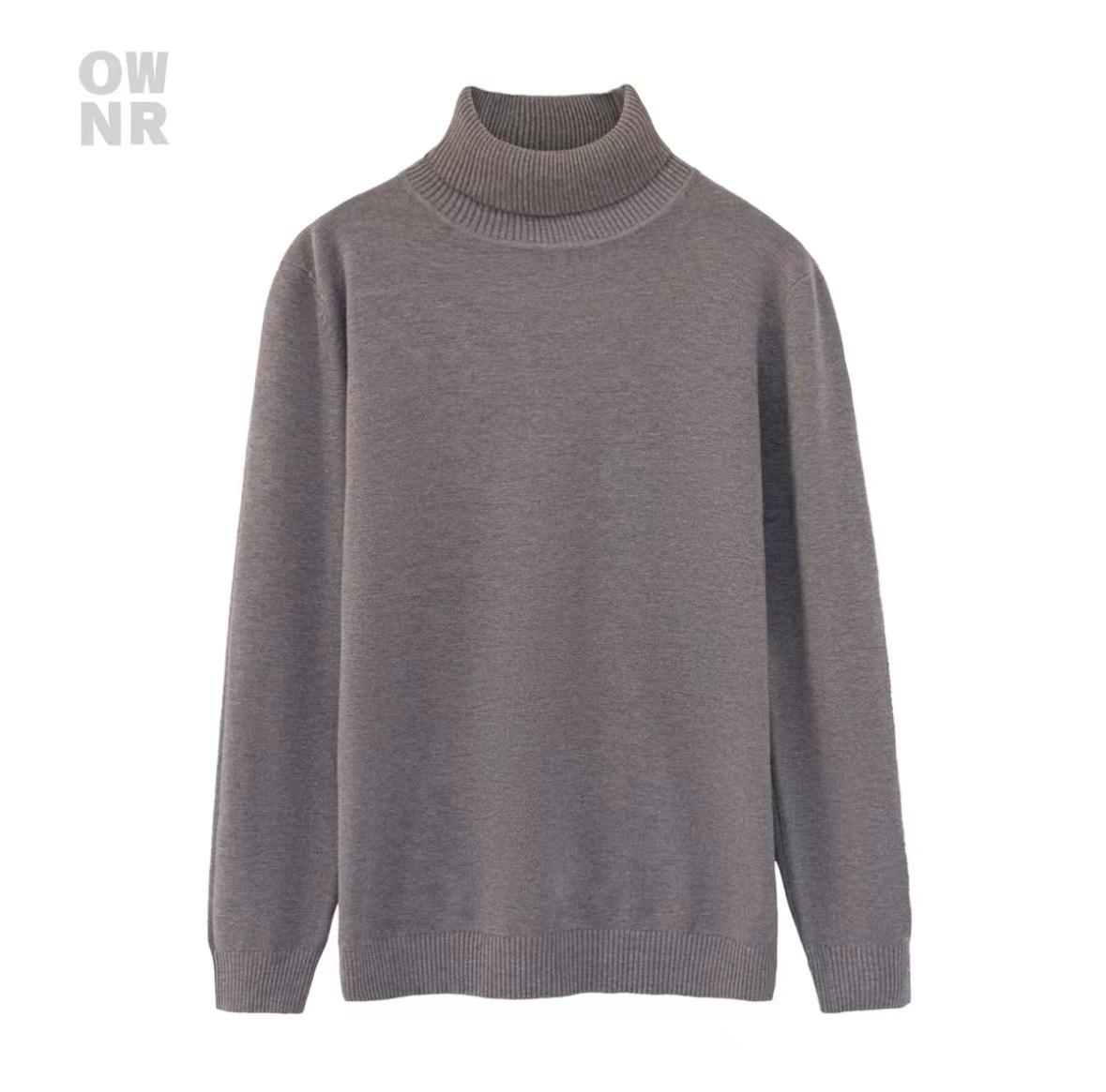 

Men s Slim Fit Black Knit High-Neck Sweater - Autumn/Winter Korean Style Base Layer M
