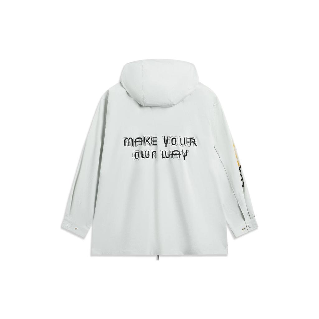 Li-Ning Wade X Artist DFT Collaboration Full Print Letter Zip-Up Hooded Sports Jacket Men Jackets River-Stone-Gray AFDT773-3