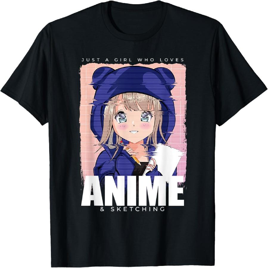 Kawaii Sketching & Anime - Cute Vaporwave Anime Glitch T-Shirt S