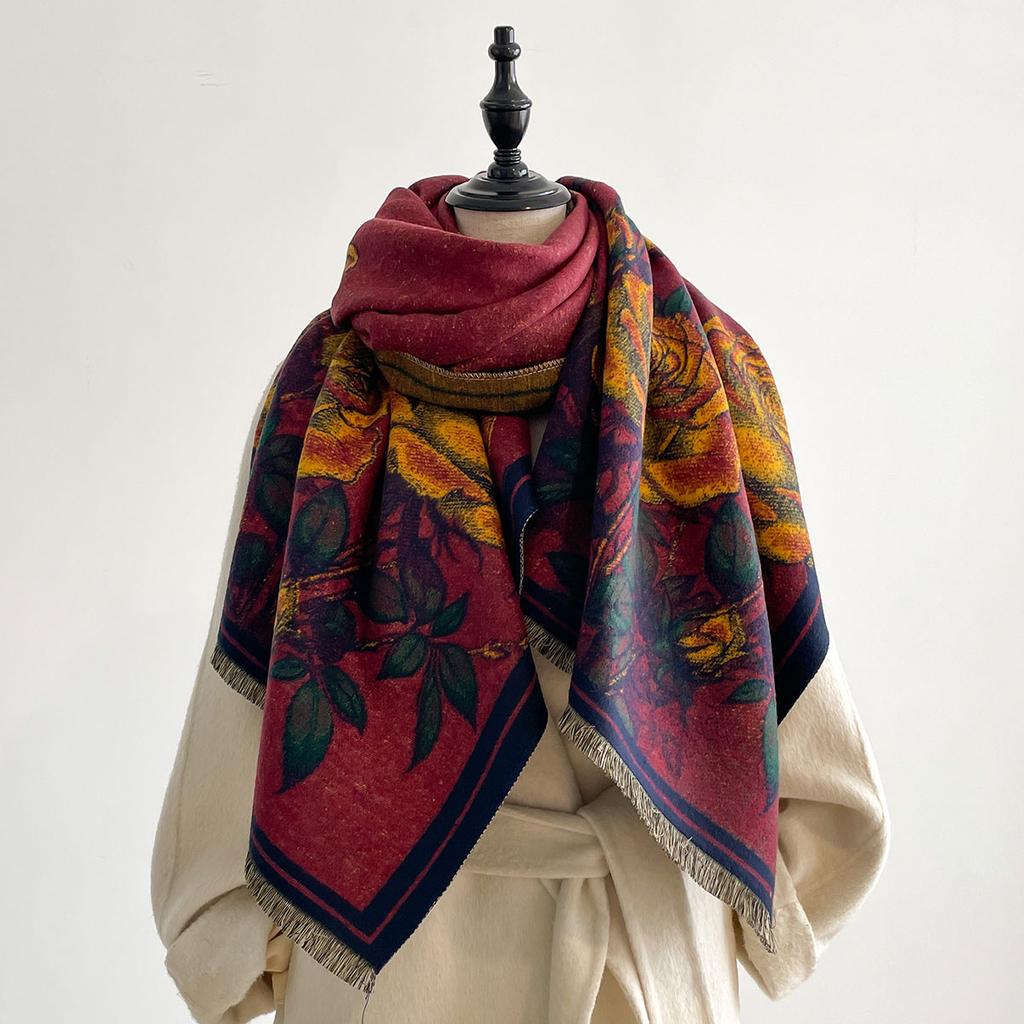Women Winter Fashion Warm Imitation Cashmere Scarf Luxury Pashmina Blanket Thick Shawl Wrap Neckerchief Bufanda Echarpe Poncho
