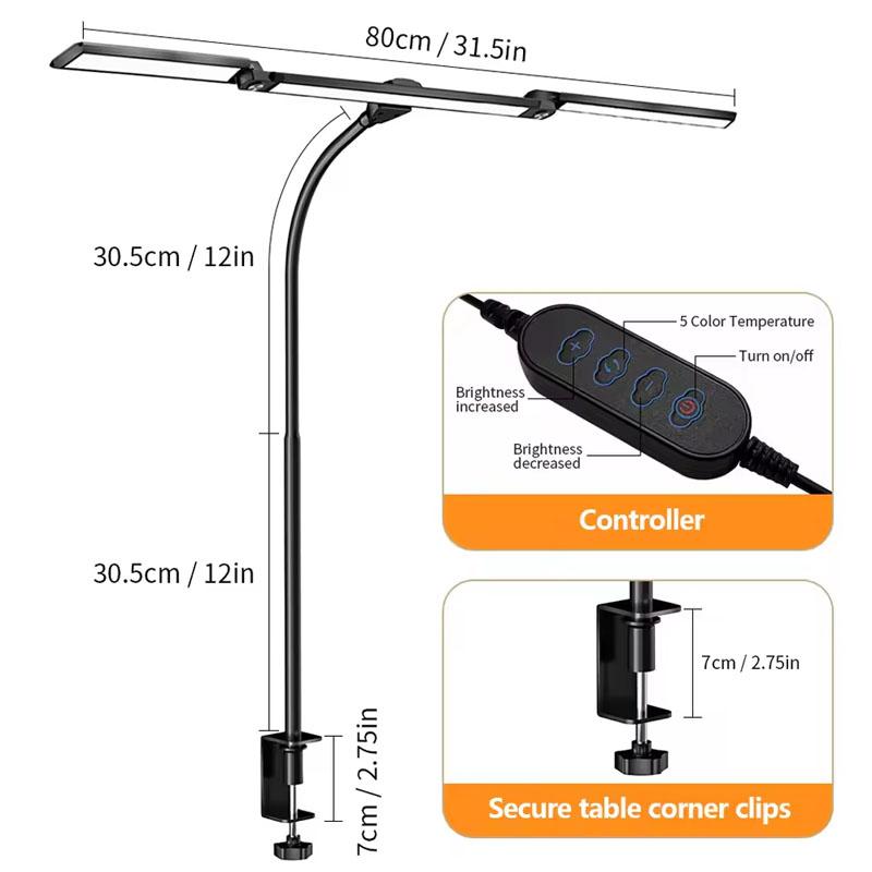 

LED Desk Lamp with Clamp Architect Desk Light with Remote Adjustable 3Segment Bar EyeCaring Desk Lamp for Office Study Workbench EU Plug