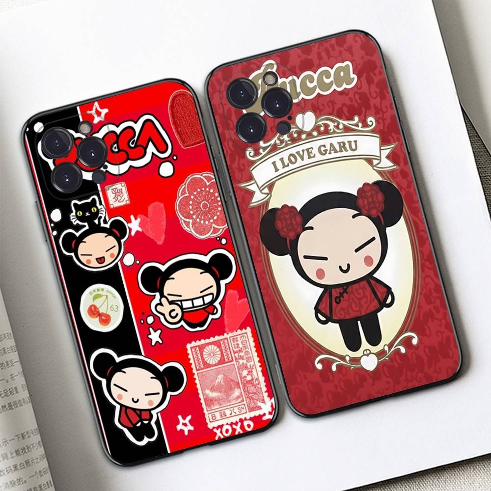 Popular Animation P-Pucca For IPhone 17 16 15 14 13 12 11 Pro Max 13 17Air Shockproof Soft Phone Cases Coque
