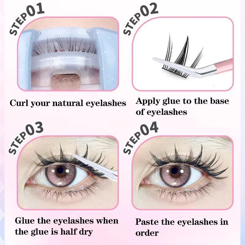 [Free Glue&Tweezers]Sunflower False Eyelashes, High-Density 10 Rows, Strip Lashes with Natural Pure Look, Triple-Segmented Set
