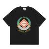 Men Women Streetwear Short Sleeve T-Shirt With Geometric Letter Print Loose Fit Cotton Tee Casual