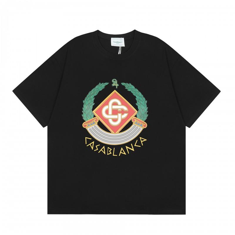 Men Women Streetwear Short Sleeve T-Shirt With Geometric Letter Print Loose Fit Cotton Tee Casual
