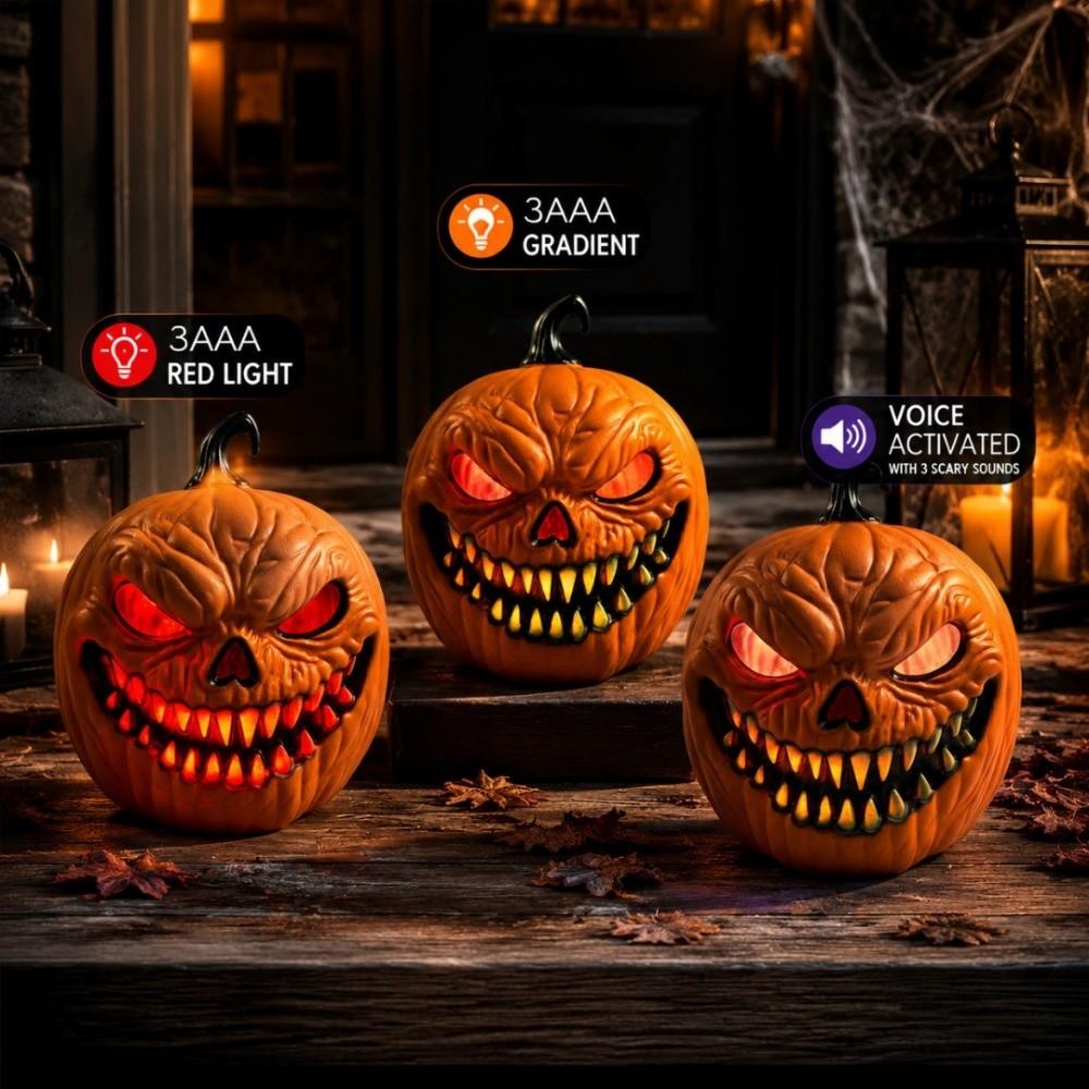 Świecąca Lampka Halloweenowa Aktywowana Dźwiękiem Lampa Dynia do Wnętrz