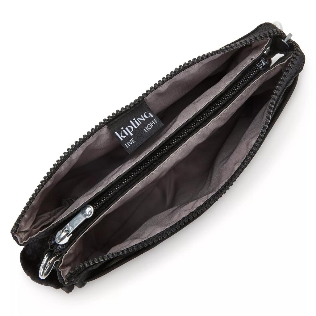 Kipling Riri Metallic Crossbody Black x x Bag, Noir, 9.5"L 6.25"H 2.5"D