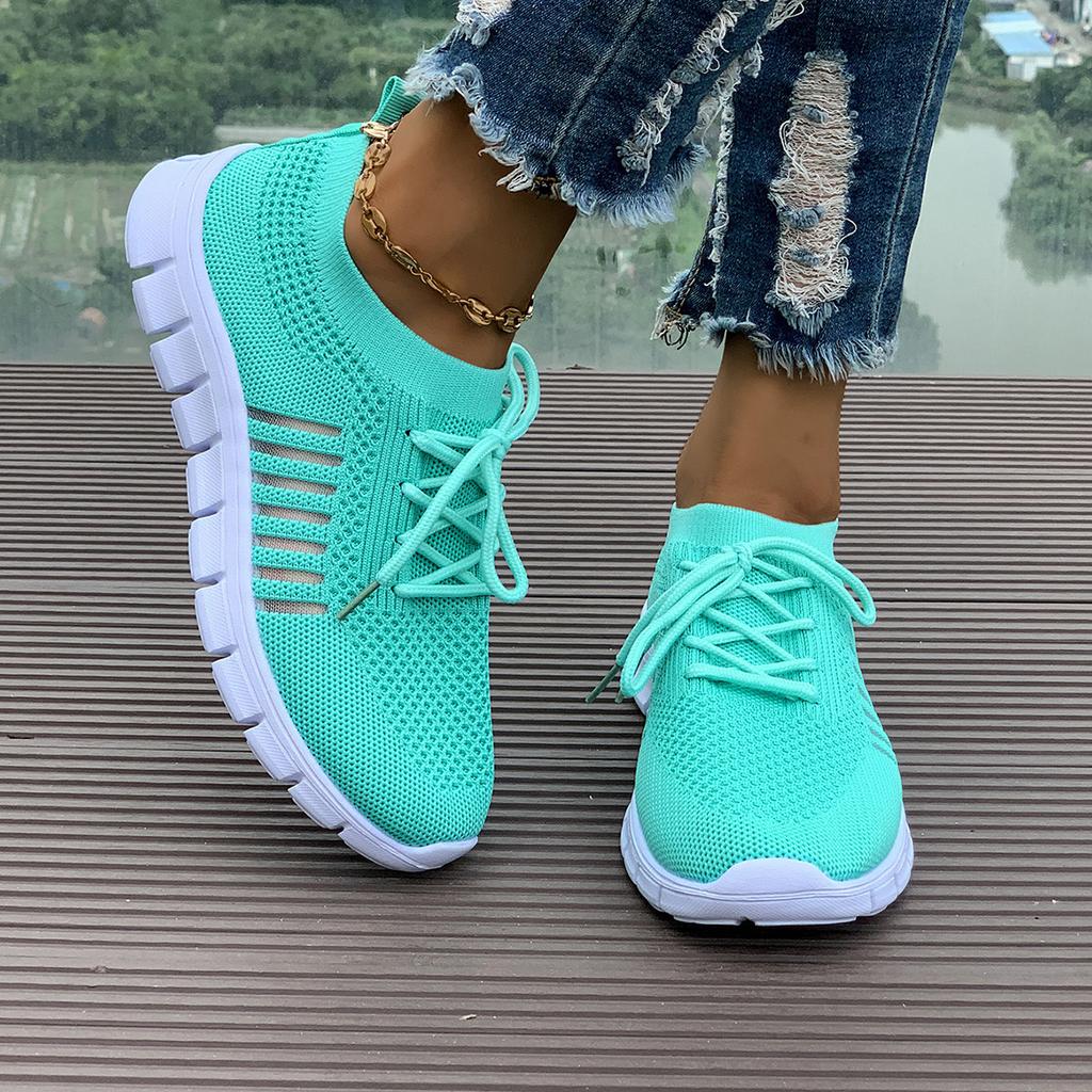 Fashion Cool Breathable Hollow Out Mesh Sneakers Women 2025 Summer Round Toe Lace Up Running Shoes Soft Sole Non Clip Sports Sneakers