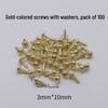 Golden, Silver, and Black Self-Tapping Wide Head Screws with Washers