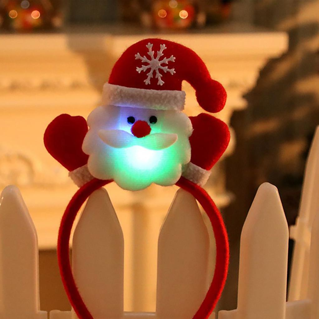 Christmas Light Up Hair Headbands Cartoon Santa Claus Headpieces Xmas Party Decor Photo Prop Xmas Decoration