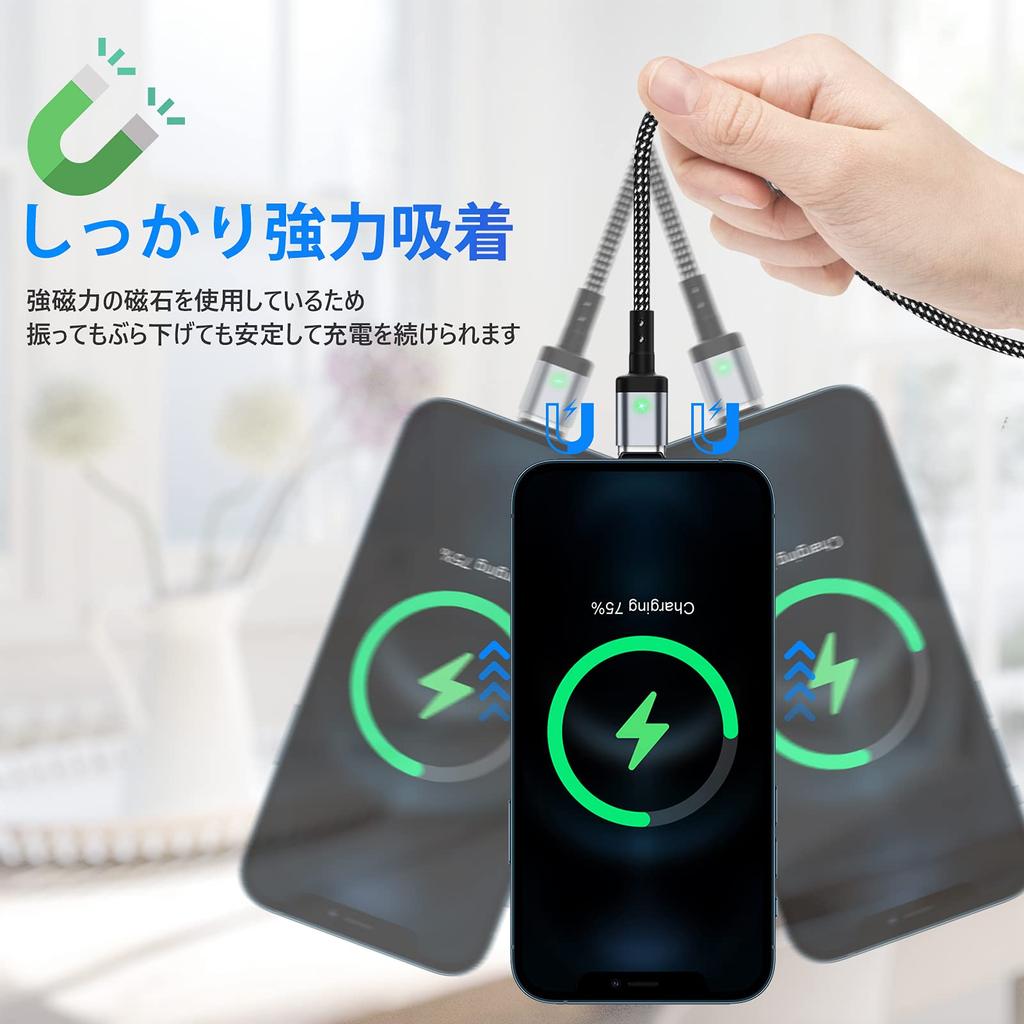 SUNTAIHO Magnetic Charging Cable USB Cable 2M Fast Charging Data Transfer Magnetic Dustproof Detachable Micro USB Connector with LED Indicator and