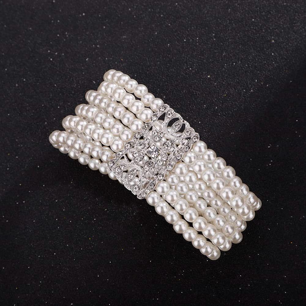 Faux Pearl Square Multi-layer Bracelet Hollow Square Pearl Hollow Bracelet Women Fashion