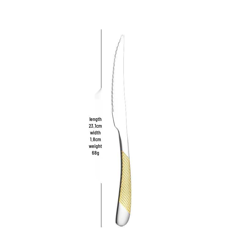 Star Diamond Gold-Plated Stainless Steel Cutlery Set: Luxury Steak Knife and Fork for Hotels