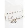 Star Design Snowflake Silver Colored Row Of Stars 12 Unisex Earring Set