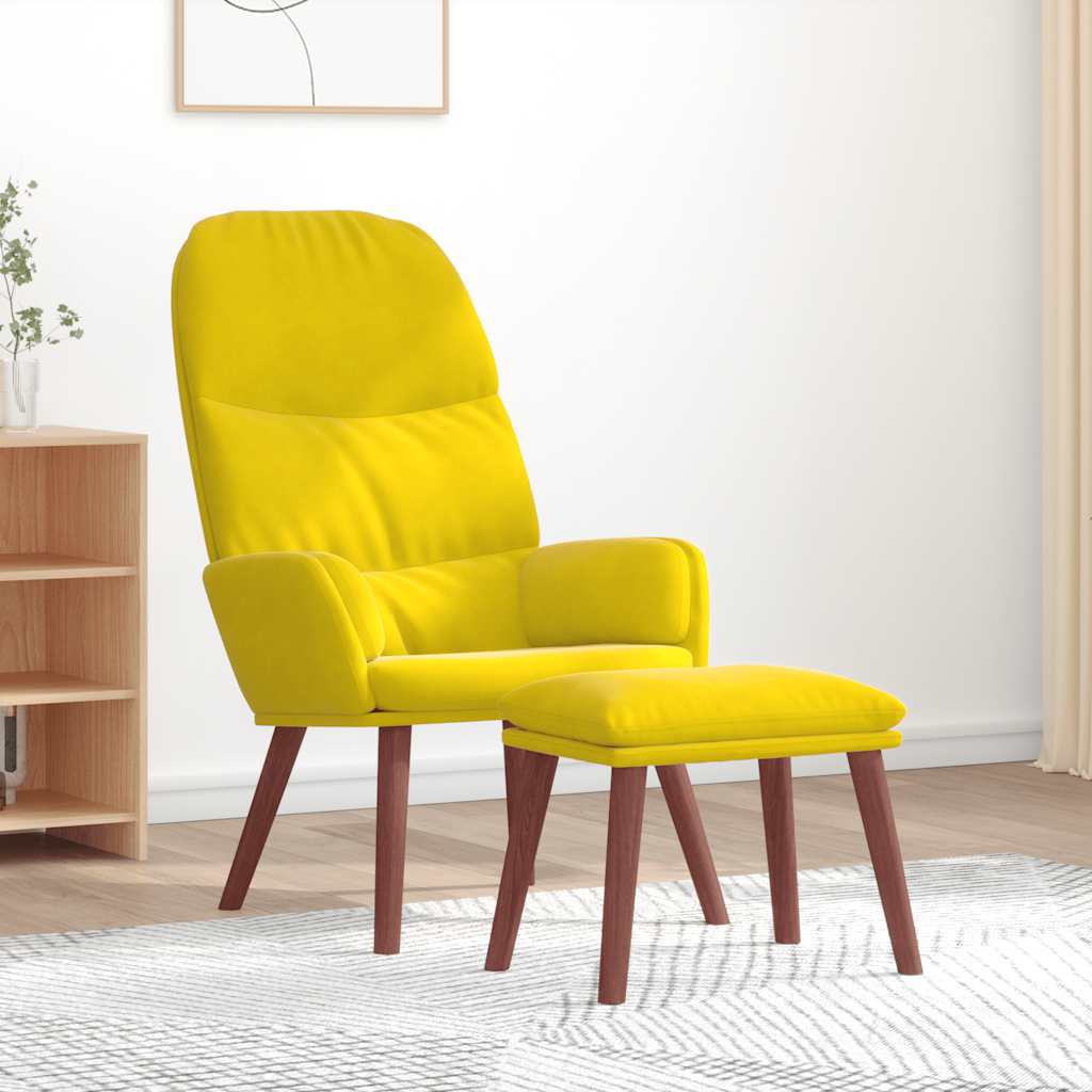 Recliner Chair with Ottoman Yellow Velvet