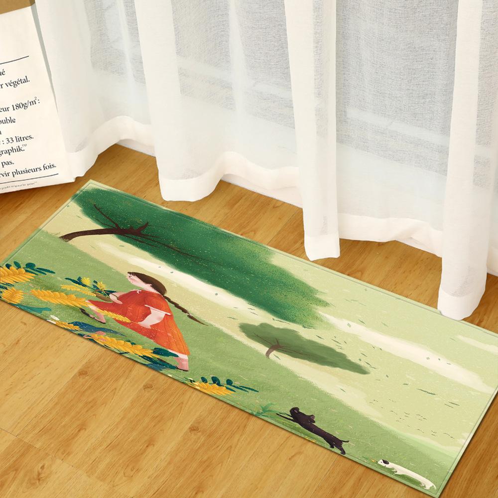 Small Fresh Texture Door Mat Toilet Absorbent Floor Mat Bedroom Living Room Carpet Bathroom Strip